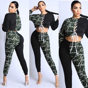 NEW Olive Womens Active Set